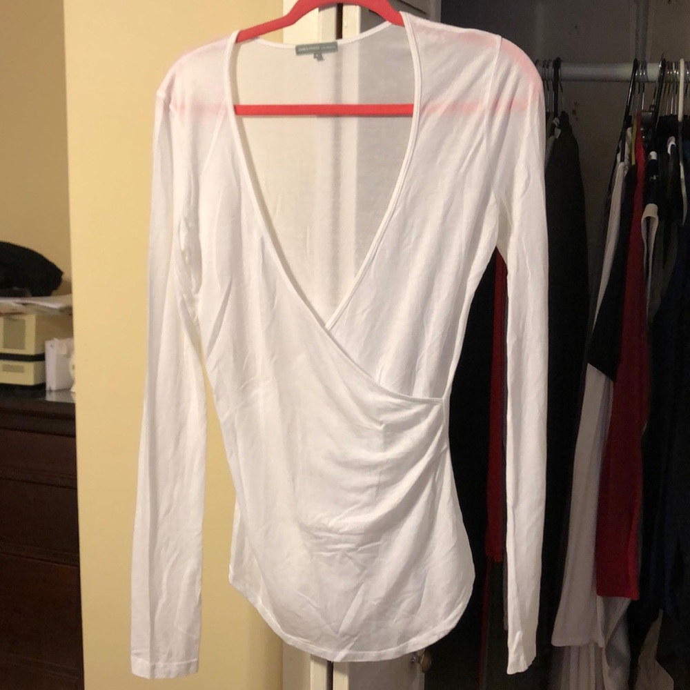 James Perse Faux Wrap Top size 3 white